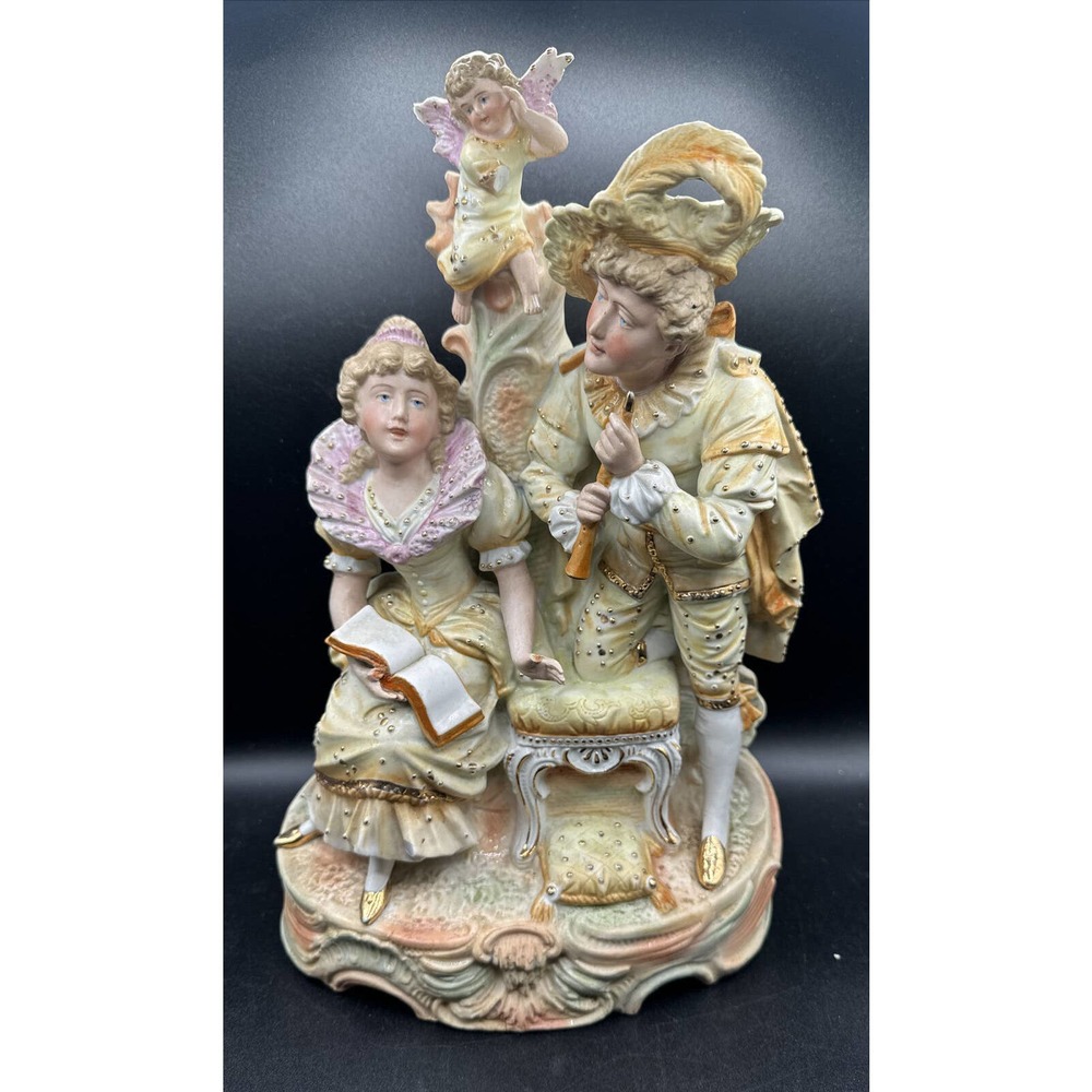 Antique Porcelain Bisque Family Figurine French Victorian Colonial 14” Numbered